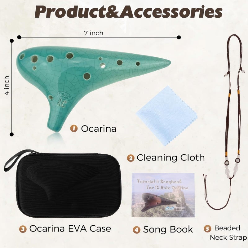 OcarinaWindÂ® 12 Hole Ocarina Exquisite Craft of Blue Ice-crack Alto C,Tenor C Ocarina, Gift Idea - Image 2